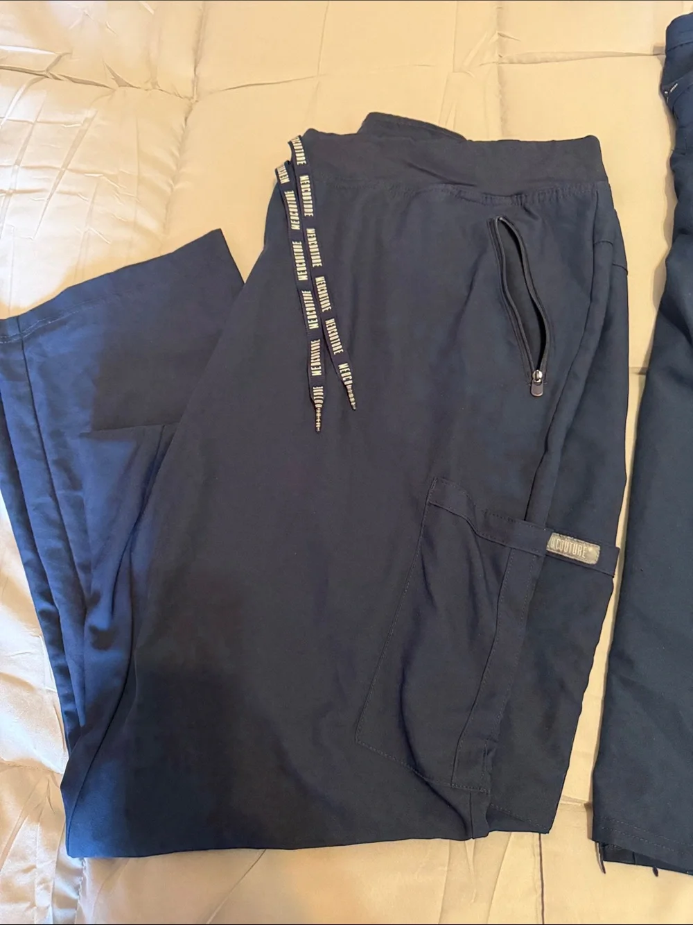Med Couture Navy Blue Scrub Top and Jogger Set